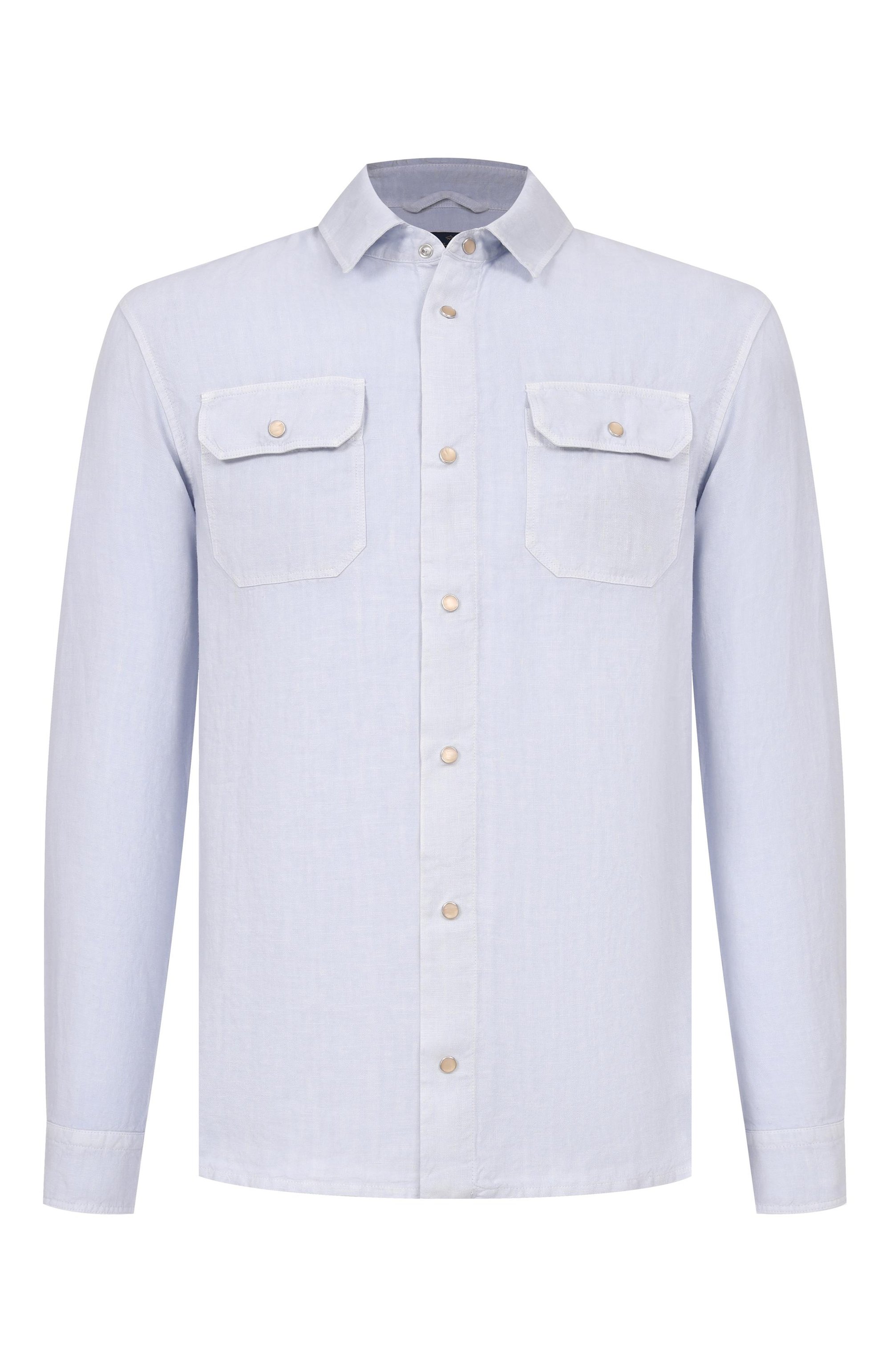Льняная рубашка PAUL&SHARK светло-голубого цвета по цене 52650 руб., арт. 26413332_001, фото 1 Льняная рубашка PAUL&SHARK, арт. 26413332_001, фото 1