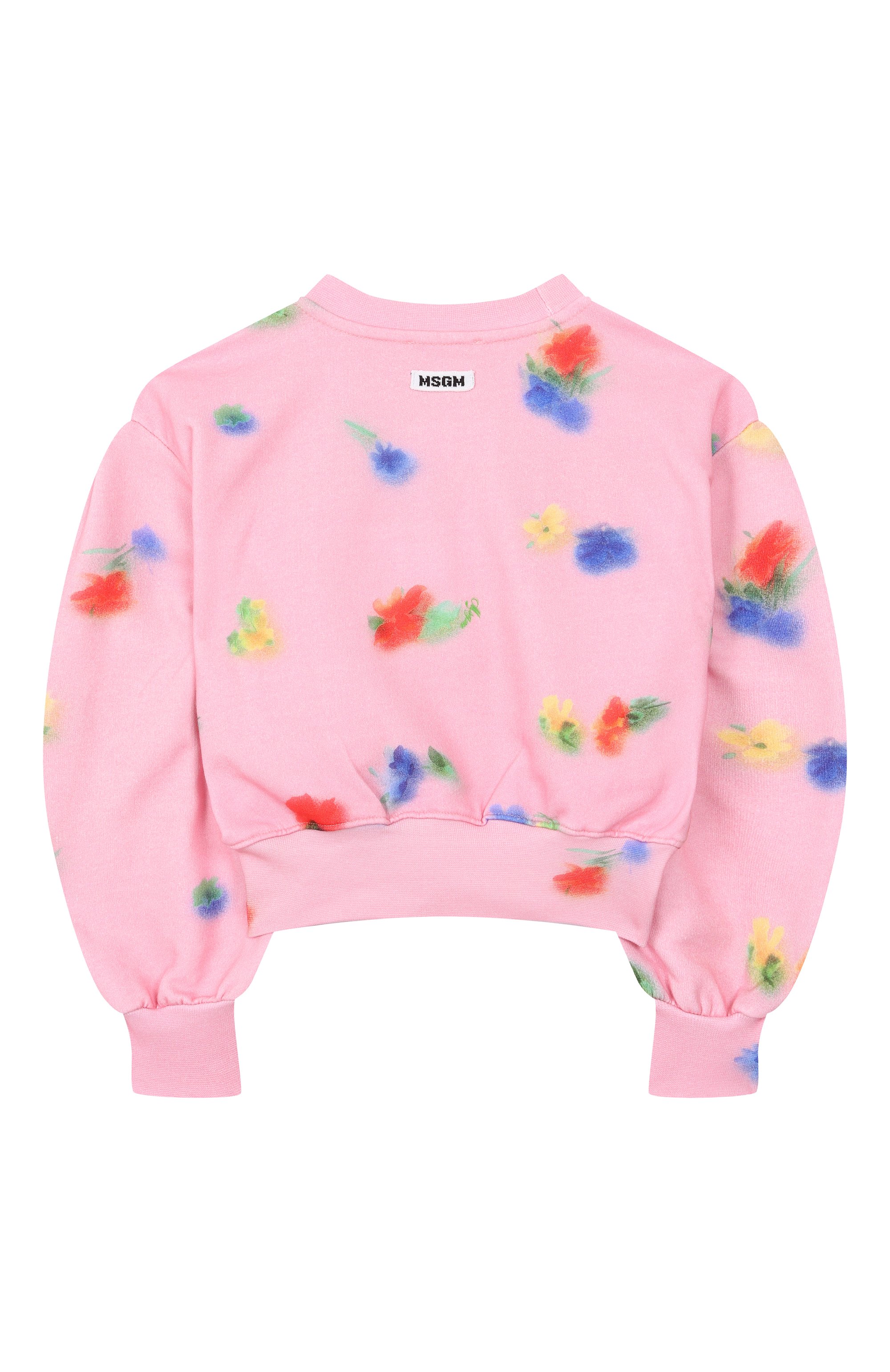 Хлопковый свитшот MSGM KIDS розового цвета по цене 15600 руб., арт. S6MSJGSW281, фото 2 Хлопковый свитшот MSGM KIDS, арт. S6MSJGSW281, фото 2