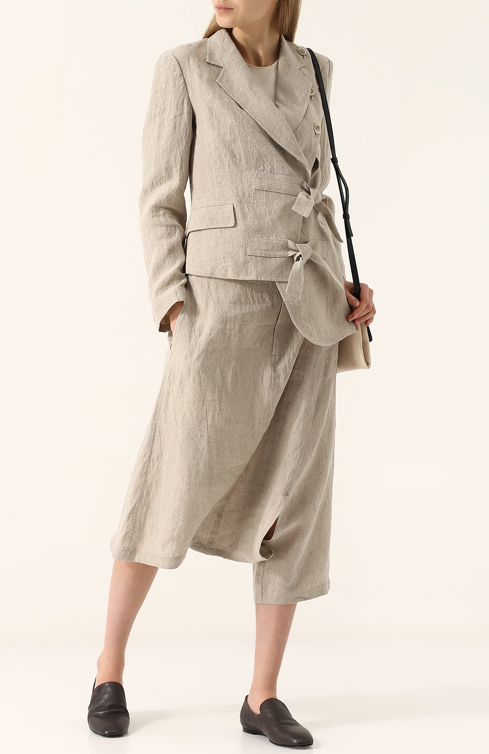 Укороченные льняные брюки YOHJI YAMAMOTO, арт. FE-P52-300, фото 2