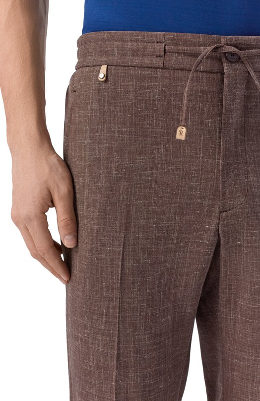 Брюки из шерсти и шелка Stefano Ricci M1T610021A/WKL08U Коричневый  M1T610021A/WKL08U Фото 5