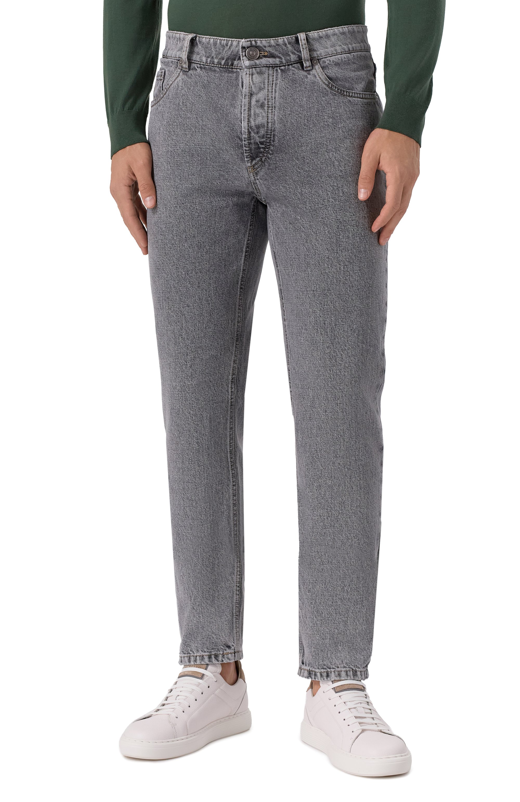 Джинсы traditional fit BRUNELLO CUCINELLI серого цвета по цене 112000 руб., арт. M234PD3210, фото 3 Джинсы traditional fit BRUNELLO CUCINELLI, арт. M234PD3210, фото 3