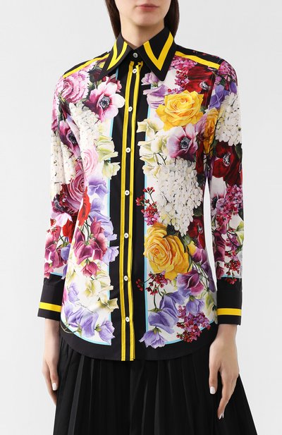 Хлопковая рубашка DOLCE & GABBANA разноцветного цвета по цене 93550 руб., арт. F5J51T/GDL71, фото 3 Хлопковая рубашка DOLCE & GABBANA, арт. F5J51T/GDL71, фото 3