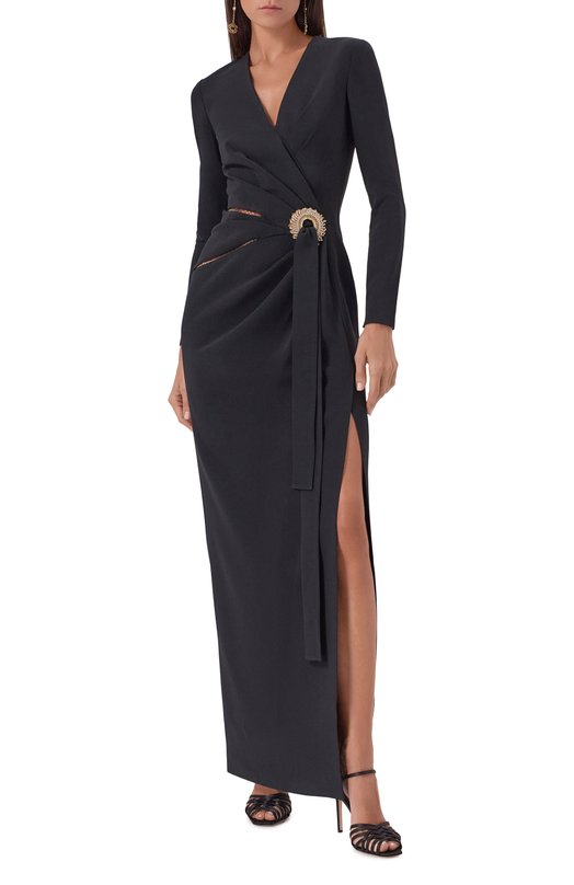 Платье из шелка и вискозы Elie Saab D0778AP25/CD003 Чёрный  D0778AP25/CD003 Фото 2