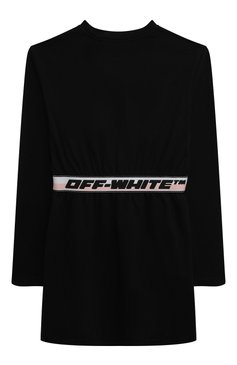 Детское хлопковое платье OFF-WHITE черного цвета, арт. 0GDB028F23JER001 | Фото 2 (Рукава: Длинные; Случай: Повседневный; Материал сплава: Проставлено; Материал внешний: Хлопок; Драгоценные камни: Проставлено)