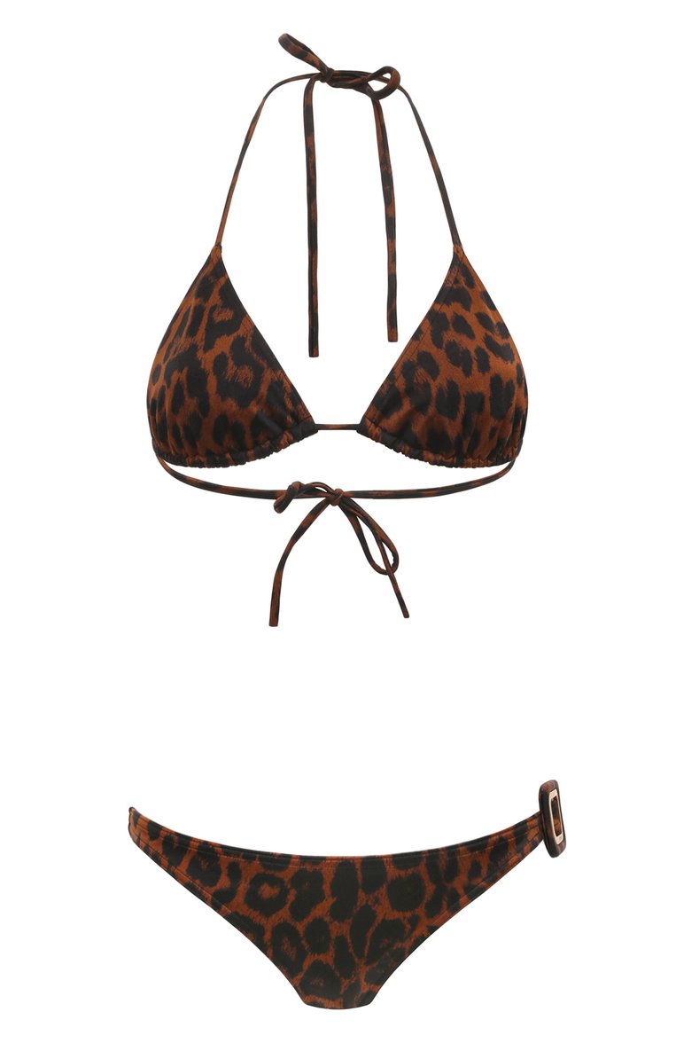 Женский раздельный купальник TOM FORD леопардового цвета, арт. BIJ011-JEP025 | Фото 1 (Материал внешний: Синтетический материал; Нос: Не проставлено; Женское Кросс-КТ: Раздельные купальники)