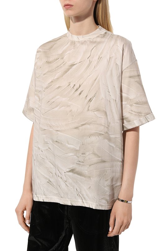 Хлопковая футболка Roberto Cavalli Бежевый, фото 3