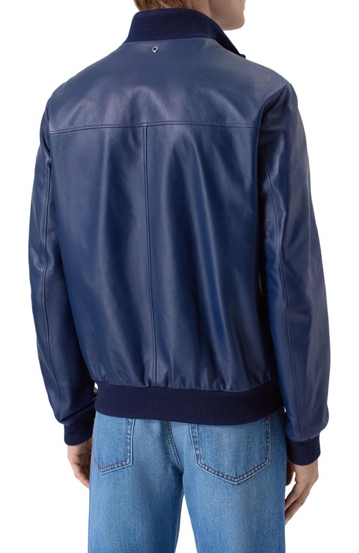 Кожаный бомбер Stefano Ricci M7J6100260/NPNUV5_003 Синий  M7J6100260/NPNUV5_003 Фото 4