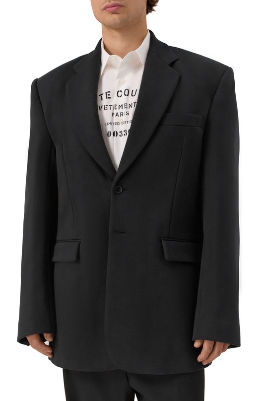 Хлопковый пиджак VETEMENTS UA53JA550B/1606 HEAVY M0LLET0N Чёрный  UA53JA550B/1606 HEAVY M0LLET0N Фото 4