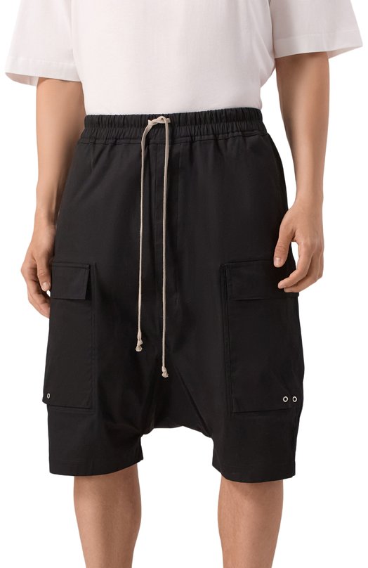 Хлопковые шорты Rick Owens RU02E1389/TE Чёрный  RU02E1389/TE Фото 3