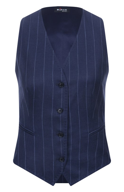 Жилет изо льна и шерсти Kiton D47456K0603E10 Синий D47456K0603E10