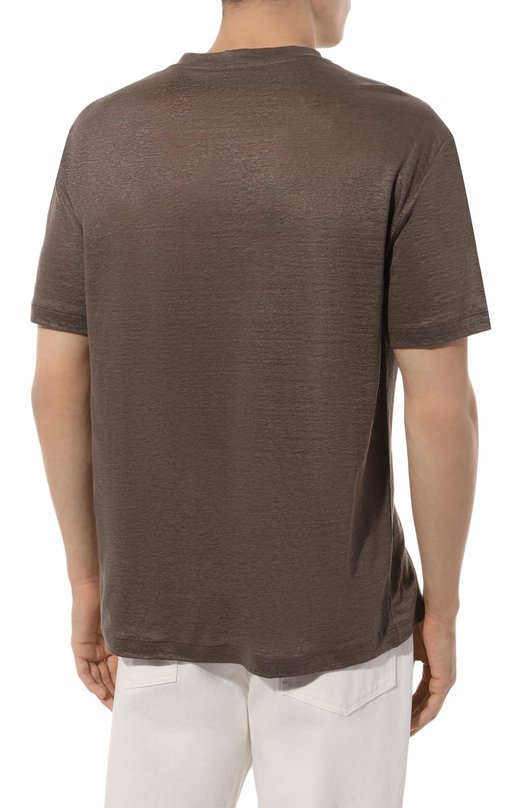 Льняная футболка Giorgio Armani 3DSM73/SJDJZ Коричневый  3DSM73/SJDJZ Фото 4