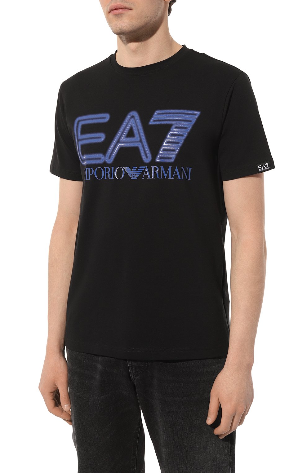Хлопковая футболка EA7 черного цвета по цене 7410 руб., арт. 3DPT37/PJMUZ, фото 3 Хлопковая футболка EA7, арт. 3DPT37/PJMUZ, фото 3