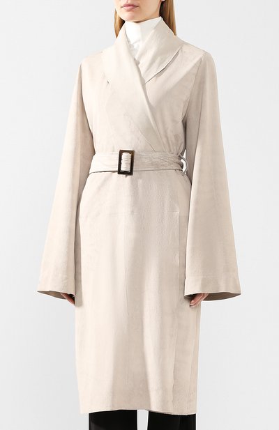 Кожаное пальто RICK OWENS светло-серого цвета по цене 199500 руб., арт. RP20S1929/LBR, фото 3 Кожаное пальто RICK OWENS, арт. RP20S1929/LBR, фото 3