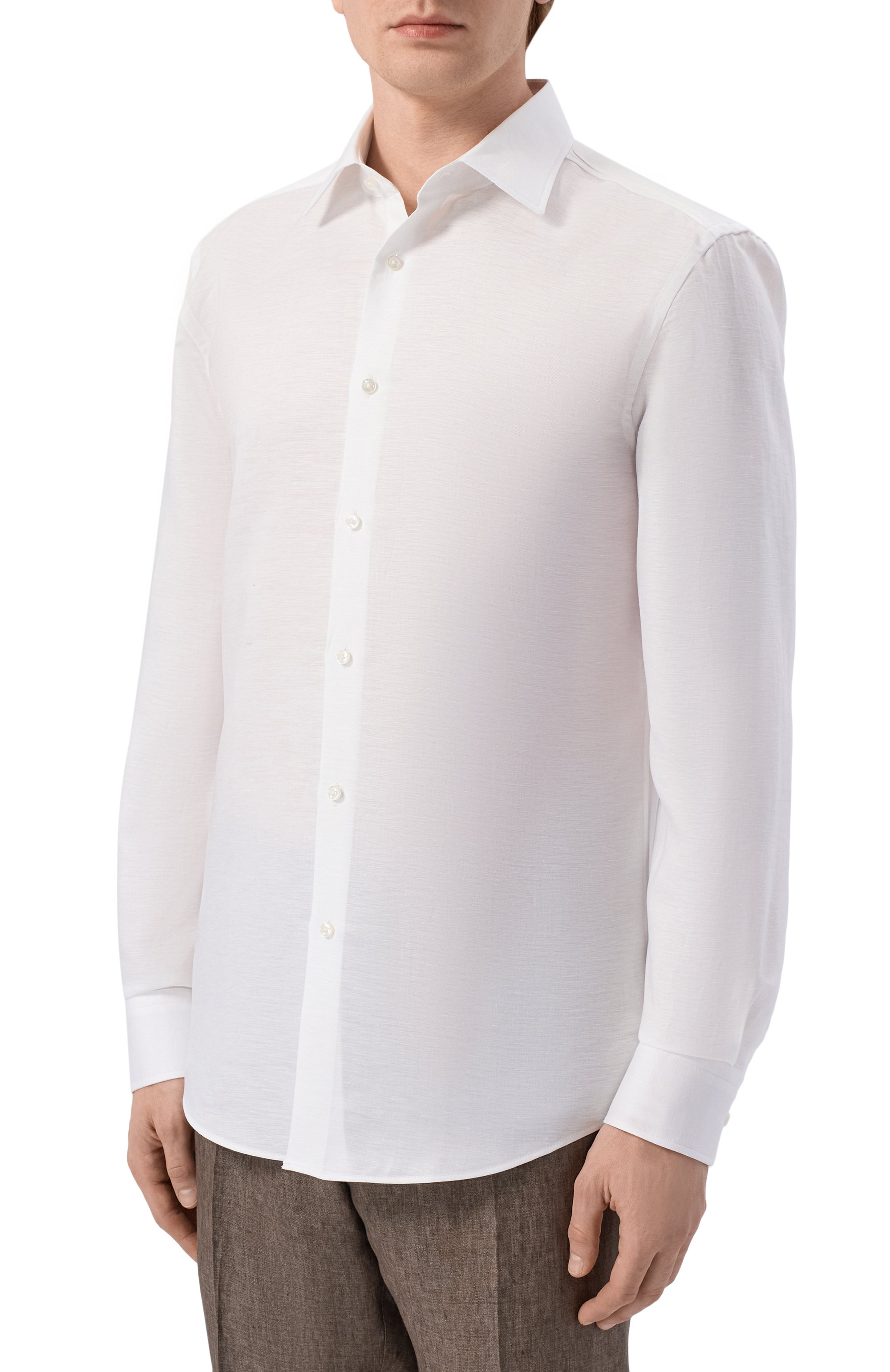 Сорочка изо льна и лиоцелла BOSS белого цвета по цене 23950 руб., арт. 50562110, фото 3 Сорочка изо льна и лиоцелла BOSS, арт. 50562110, фото 3