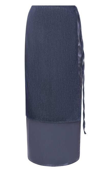 Женская джинсовая юбка DRIES VAN NOTEN синего цвета, арт. 251-010826-1553 | Фото 1 (Материал внешний: Вискоза, Хлопок; Длина Ж (юбки, платья, шорты): Миди; Материал сплава: Проставлено; Драгоценные камни: Проставлено)