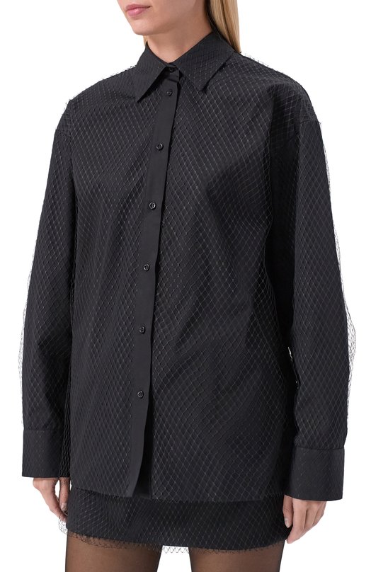 Хлопковая рубашка MSGM 3941MDE16X/257602 Чёрный  3941MDE16X/257602 Фото 3