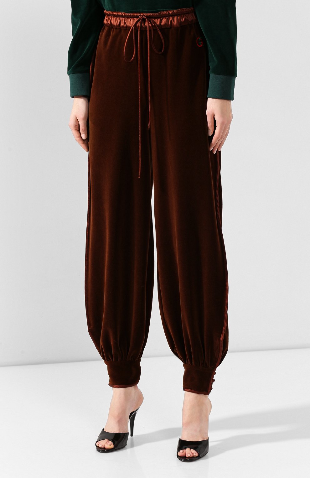 Хлопковые джоггеры GUCCI коричневого цвета по цене 158400 руб., арт. 595846/XJBUH, фото 3 Хлопковые джоггеры GUCCI, арт. 595846/XJBUH, фото 3