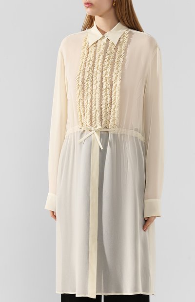 Платье из вискозы DRIES VAN NOTEN кремового цвета по цене 92950 руб., арт. 201-11079-9300, фото 3 Платье из вискозы DRIES VAN NOTEN, арт. 201-11079-9300, фото 3