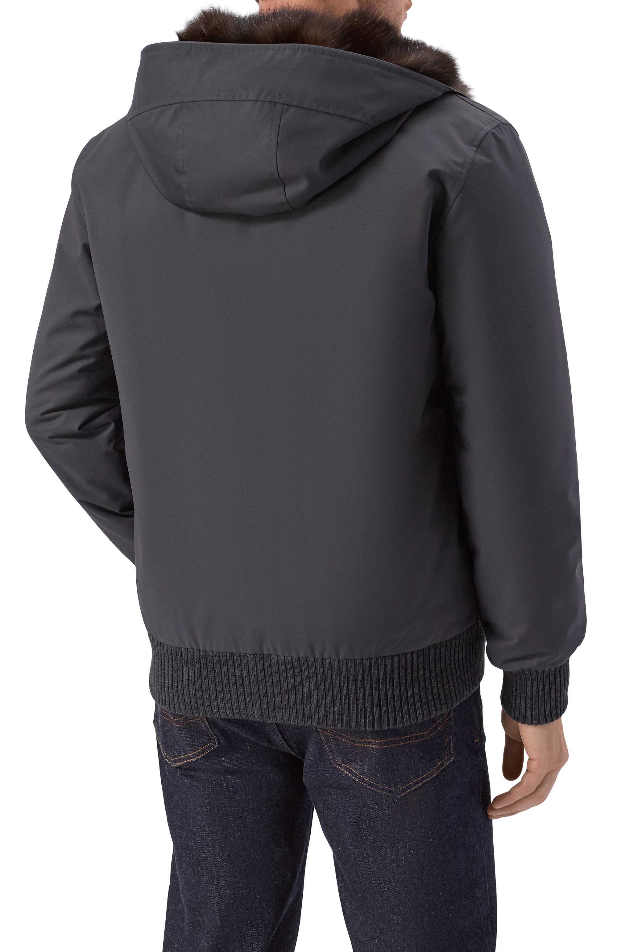 Бомбер с подкладкой из соболя BLACK SABLE темно-серого цвета по цене 2404000 руб., арт. BS-MWHB-EB, фото 4 Бомбер с подкладкой из соболя BLACK SABLE, арт. BS-MWHB-EB, фото 4