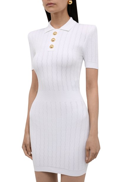 Платье из вискозы BALMAIN белого цвета по цене 178500 руб., арт. WF1R7020/K211, фото 3 Платье из вискозы BALMAIN, арт. WF1R7020/K211, фото 3