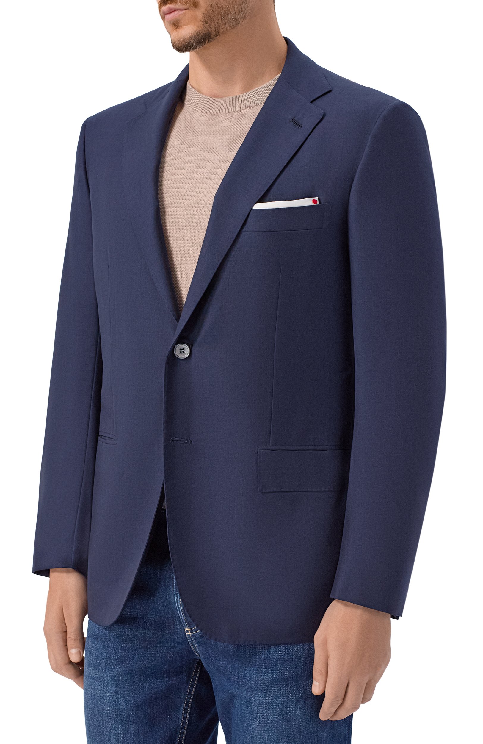 Шерстяной пиджак KITON темно-синего цвета по цене 615500 руб., арт. UG81K0982823, фото 4 Шерстяной пиджак KITON, арт. UG81K0982823, фото 4