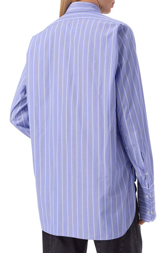 Хлопковая рубашка Maison Margiela S29DT0006/M35625 Голубой  S29DT0006/M35625 Фото 4
