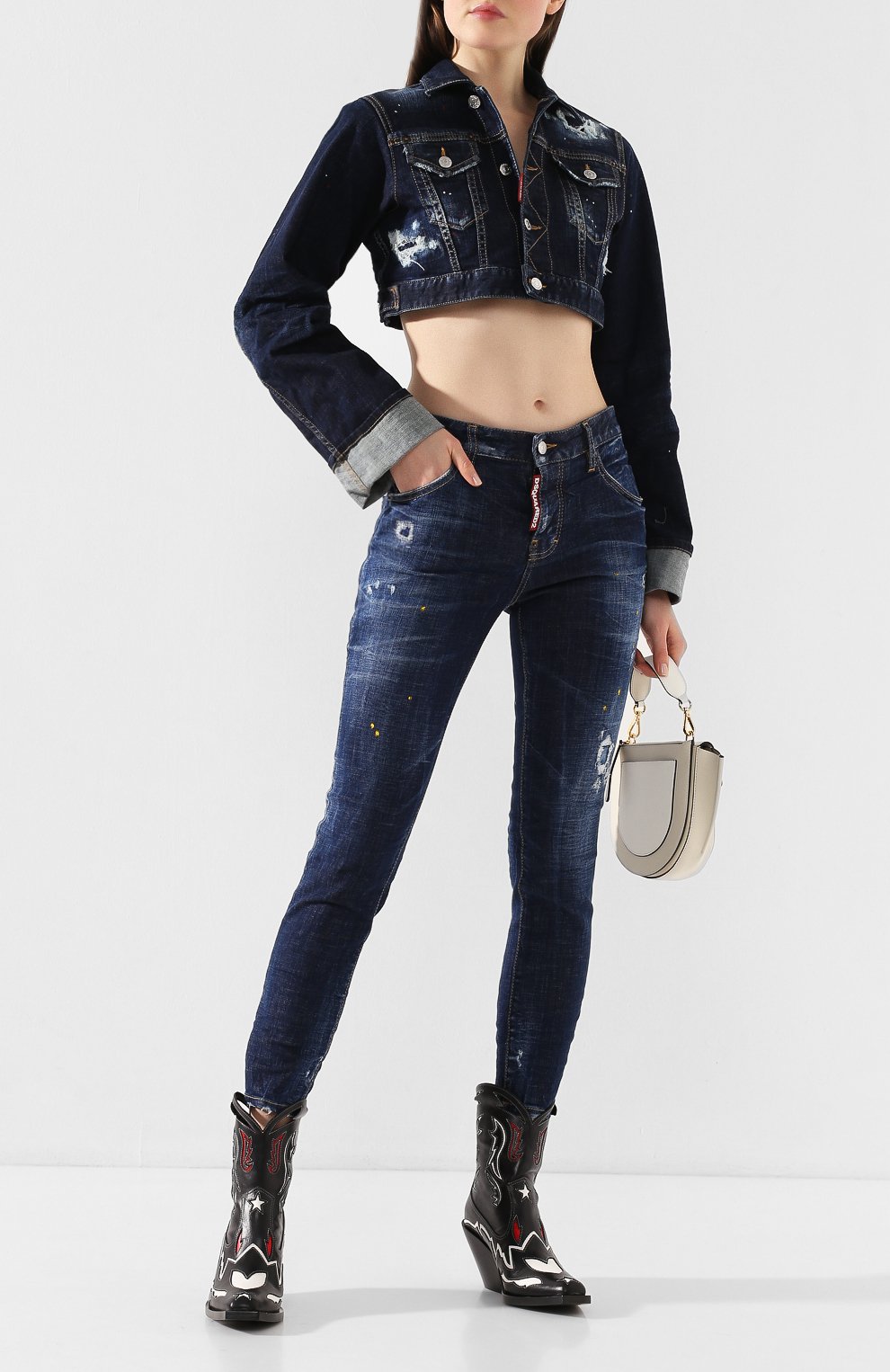 Джинсовая куртка DSQUARED2 синего цвета по цене 45050 руб., арт. S72AM0835/S30664, фото 2 Джинсовая куртка DSQUARED2, арт. S72AM0835/S30664, фото 2