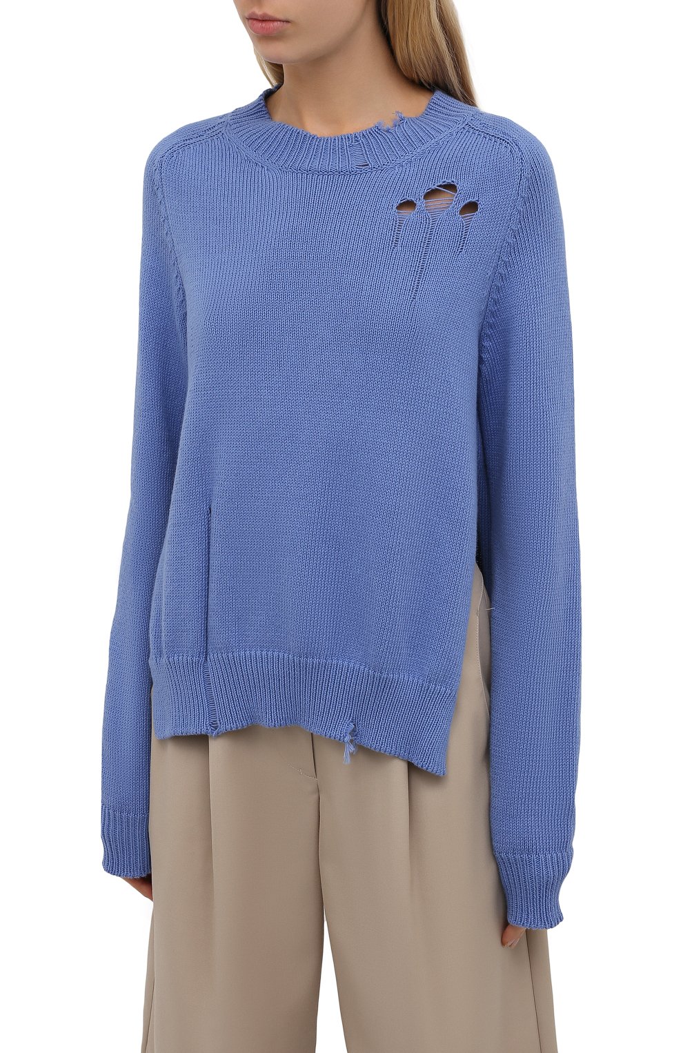 Хлопковый свитер MAISON MARGIELA голубого цвета по цене 54650 руб., арт. S51GP0218/S17663, фото 3 Хлопковый свитер MAISON MARGIELA, арт. S51GP0218/S17663, фото 3