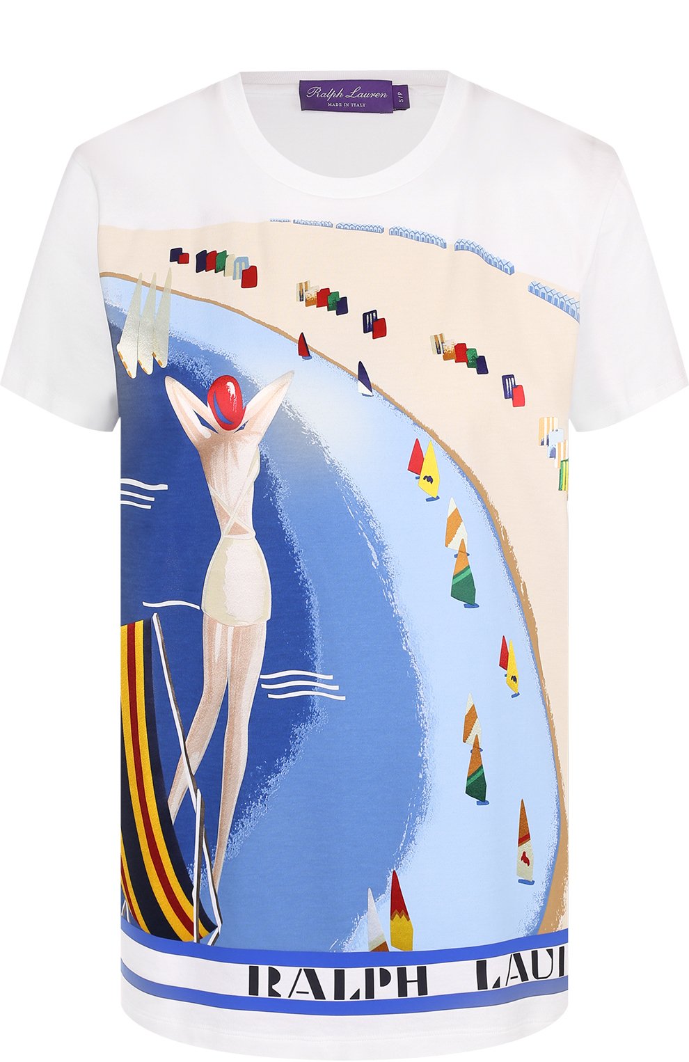 Хлопковая футболка с круглым вырезом и принтом RALPH LAUREN, арт. 290714023, фото 1