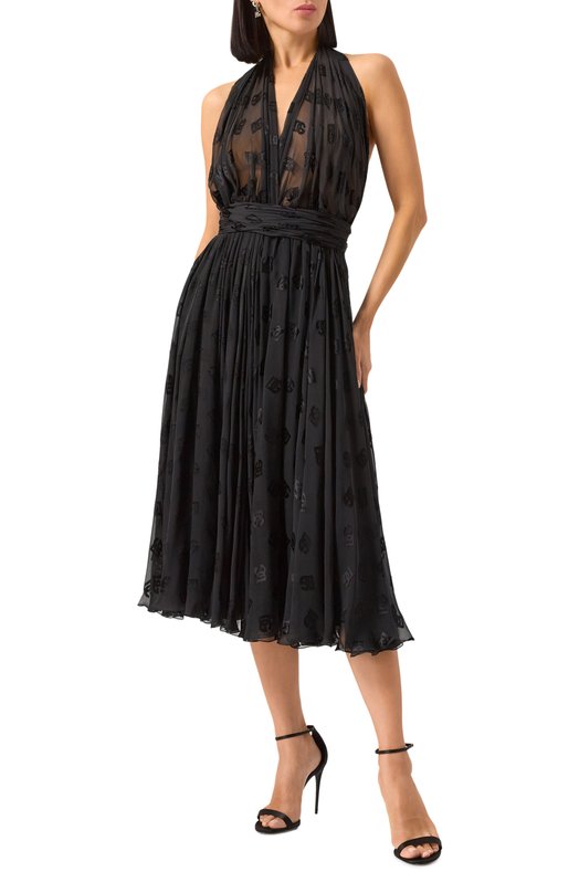 Платье из вискозы и шелка Dolce & Gabbana F6DLMT/FJTBR Чёрный  F6DLMT/FJTBR Фото 3