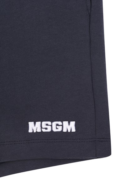 Хлопковые шорты MSGM KIDS темно-синего цвета по цене 8995 руб., арт. S6MSJUBE013, фото 3 Хлопковые шорты MSGM KIDS, арт. S6MSJUBE013, фото 3