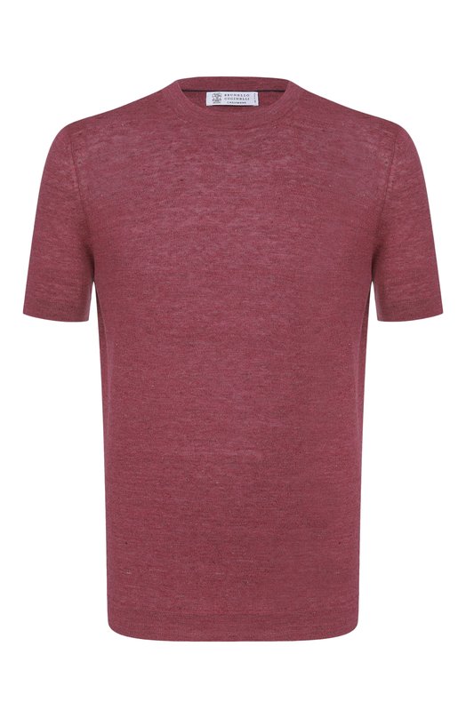 Футболка изо льна и хлопка Brunello Cucinelli M2L00340 Бордовый M2L00340