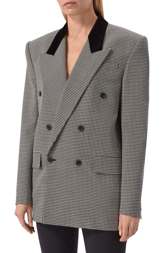 Шерстяной жакет Saint Laurent 766163/Y7E60 Серый  766163/Y7E60 Фото 3