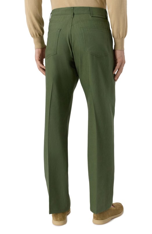 Брюки изо льна и шерсти Canali U7052/AE02571 Зелёный  U7052/AE02571 Фото 4