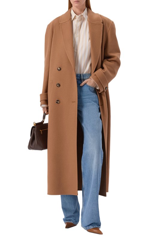 Пальто из кашемира и шерсти Saint Laurent 835063/Y2H32 Бежевый  835063/Y2H32 Фото 2