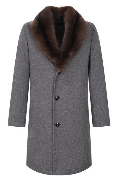 Мужская кашемировое пальто с воротником из соболя KITON, арт. UW0618MV03S28