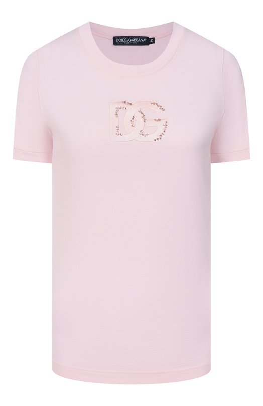 Хлопковая футболка Dolce & Gabbana F8N08Z/GDDMB Розовый F8N08Z/GDDMB