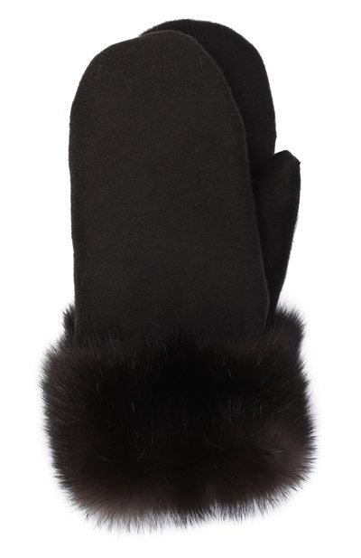 Женские кашемировые варежки с мехом соболя и норки MVST, арт. MGL-03 SABLE FARM NO SILVER+CASHMERE+MINK