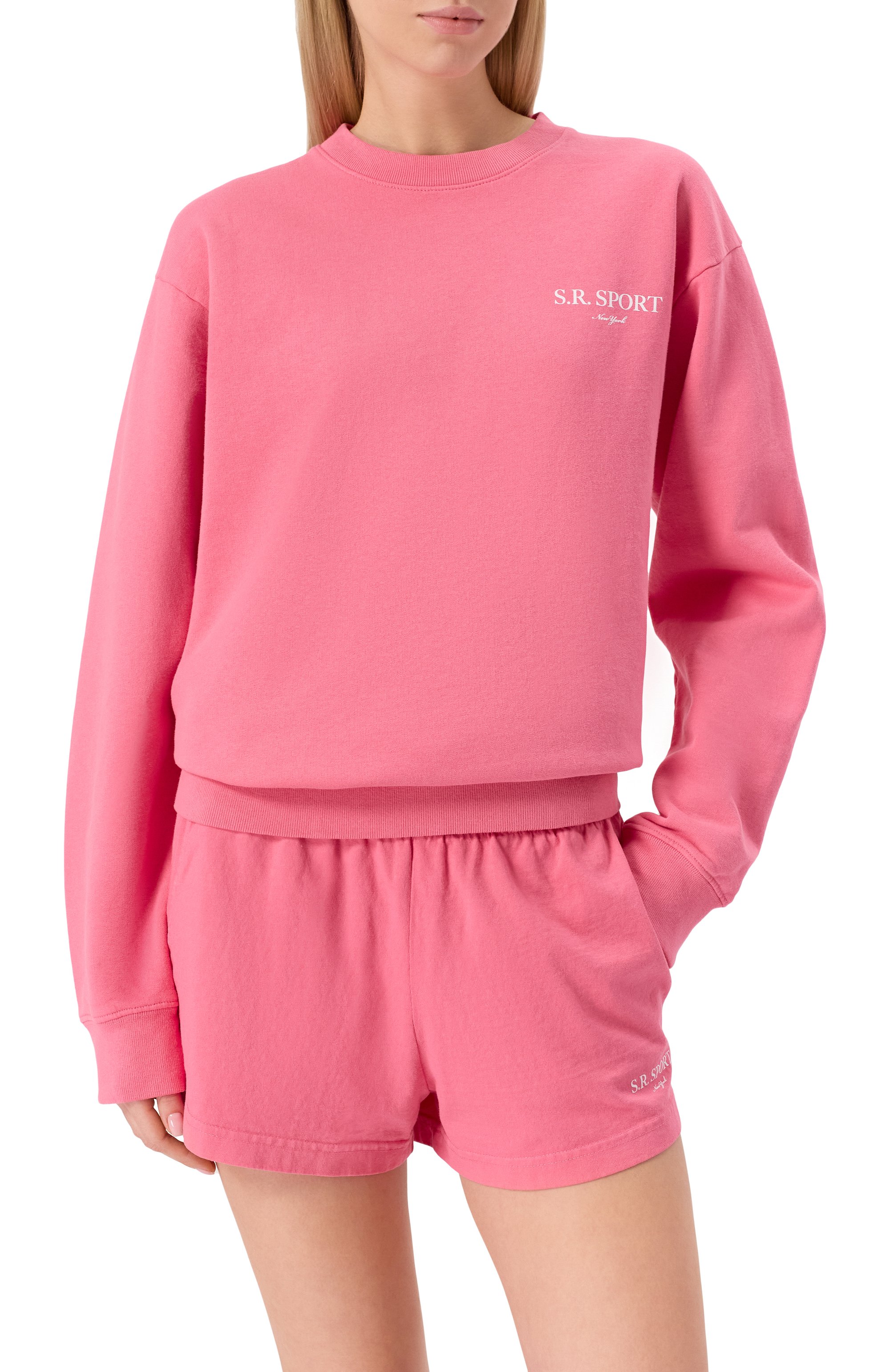 Хлопковый свитшот SPORTY AND RICH кораллового цвета по цене 24750 руб., арт. ST071612201P139, фото 7 Хлопковый свитшот SPORTY AND RICH, арт. ST071612201P139, фото 7