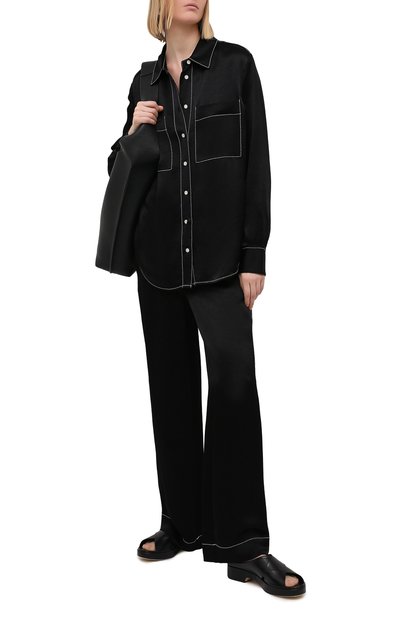Брюки из вискозы PROENZA SCHOULER WHITE LABEL черного цвета по цене 41050 руб., арт. WL2116071-BY194, фото 2 Брюки из вискозы PROENZA SCHOULER WHITE LABEL, арт. WL2116071-BY194, фото 2