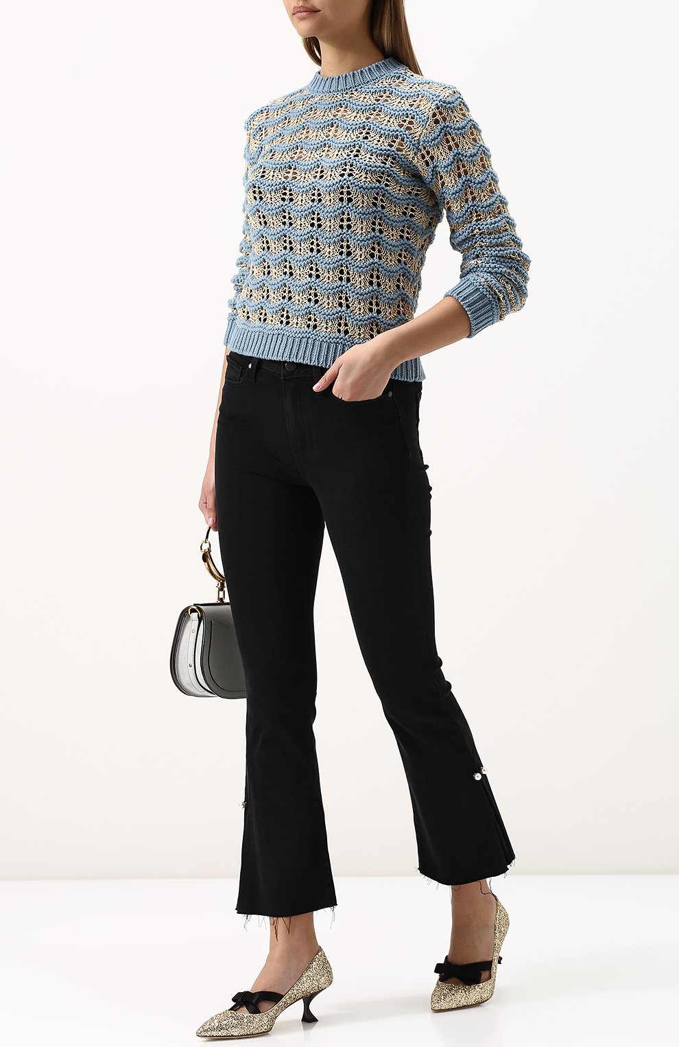 Туфли с глиттером на каблуке kitten heel MIU MIU, арт. 5I505B/3K6R, фото 2