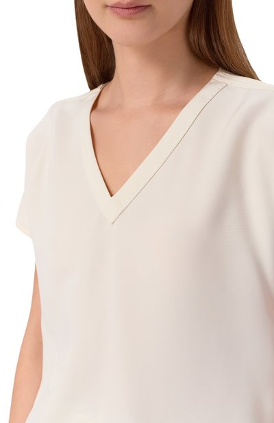 Шелковый топ KITON кремового цвета по цене 149500 руб., арт. D47454K0977A, фото 5 Шелковый топ KITON, арт. D47454K0977A, фото 5