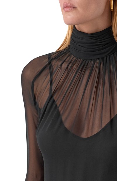 Шелковое платье с отделкой из овчины BLUMARINE, арт. 4A372A, фото 4