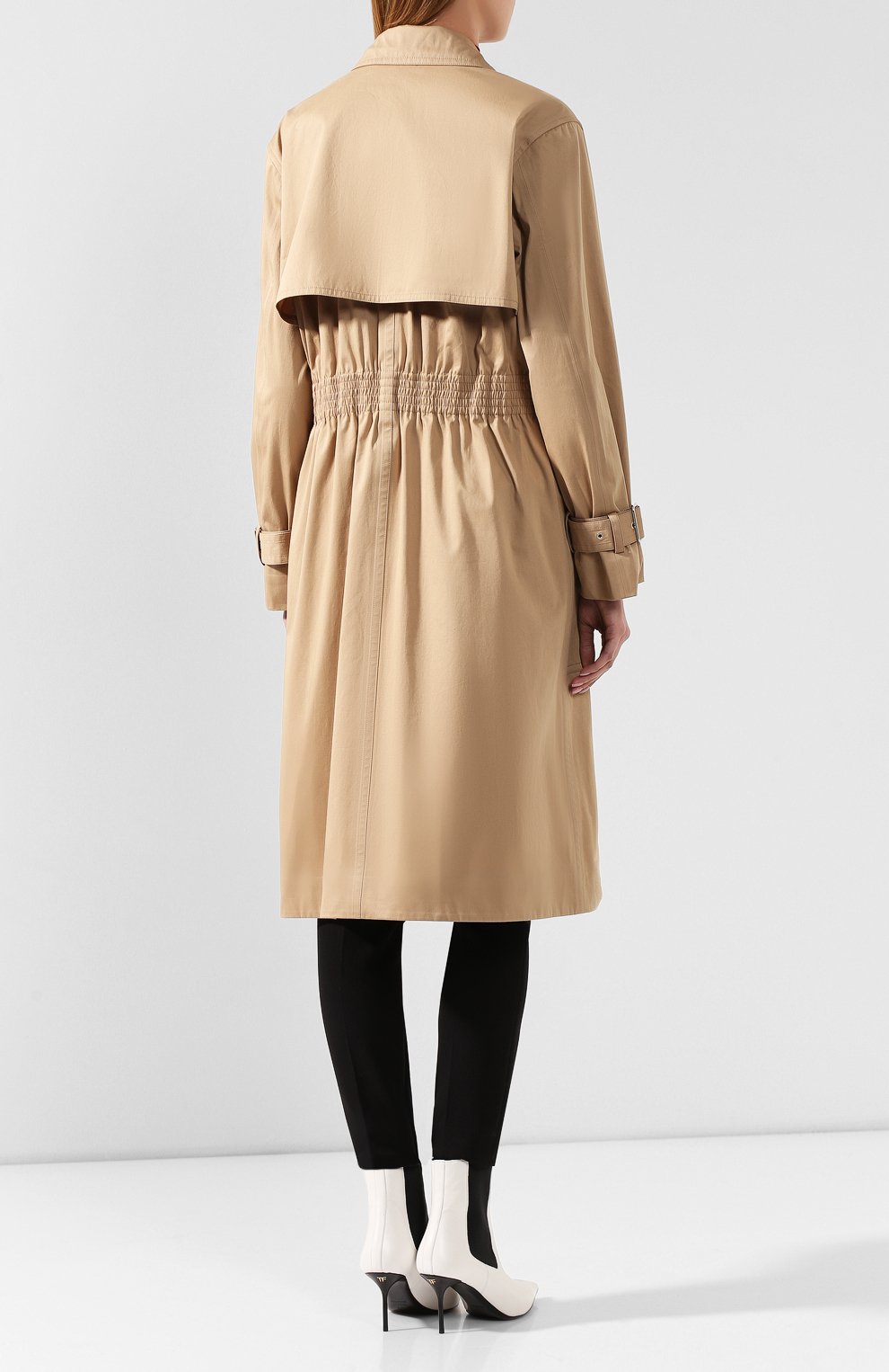 Хлопковый плащ VICTORIA BECKHAM бежевого цвета по цене 121500 руб., арт. CT SLM 81000A, фото 4 Хлопковый плащ VICTORIA BECKHAM, арт. CT SLM 81000A, фото 4