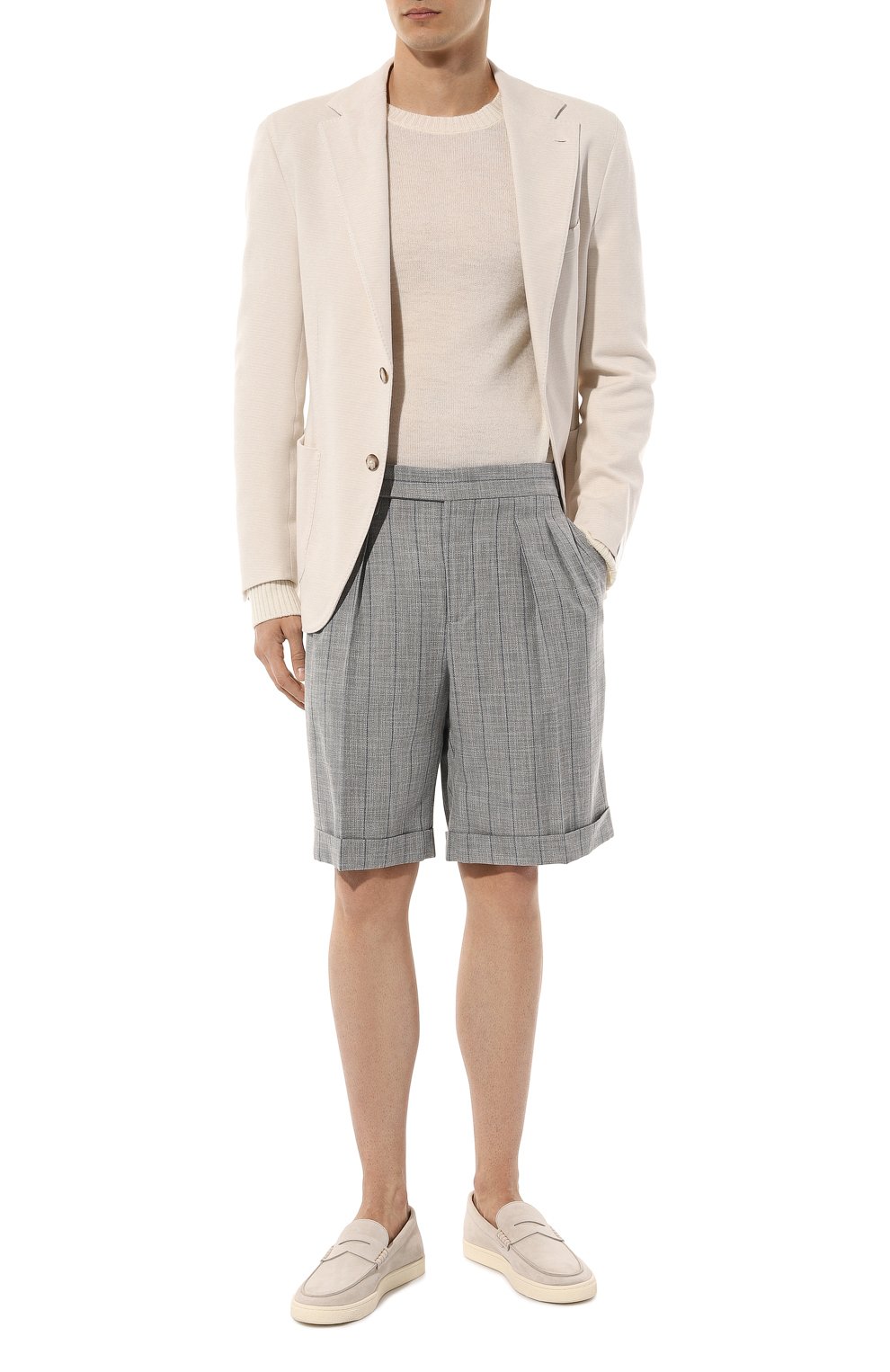 Шорты из хлопка и шерсти BRUNELLO CUCINELLI серого цвета по цене 130500 руб., арт. MS484B2298, фото 2 Шорты из хлопка и шерсти BRUNELLO CUCINELLI, арт. MS484B2298, фото 2