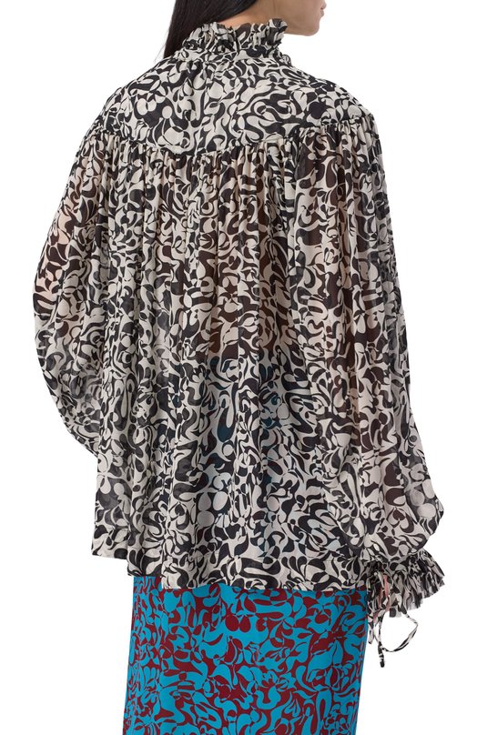 Блузка из вискозы Dries Van Noten 130716/3006 Чёрно-белый  130716/3006 Фото 4