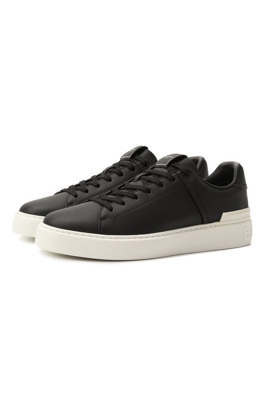 Кожаные кеды B-Court Balmain FM1VI288/LVTR Чёрный FM1VI288/LVTR