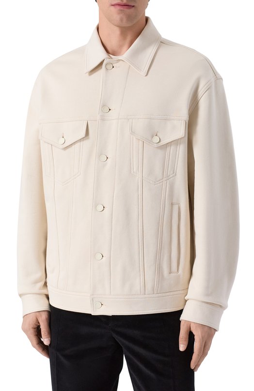 Хлопковая куртка-рубашка Dolce & Gabbana G9BKBT/HU705 Кремовый  G9BKBT/HU705 Фото 3