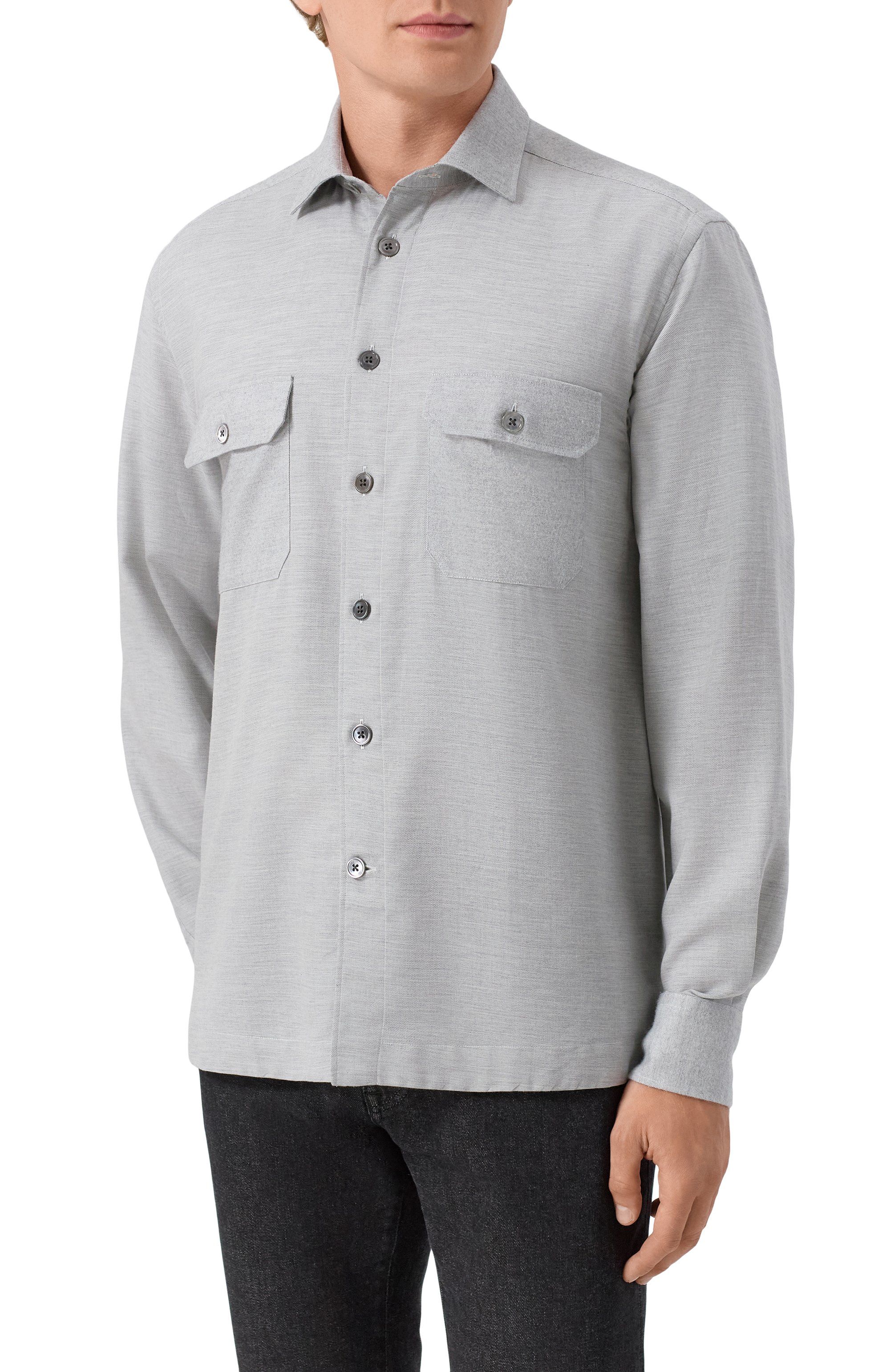 Рубашка из х�лопка и кашемира CORNELIANI, арт. 26P219-2611345, фото 3