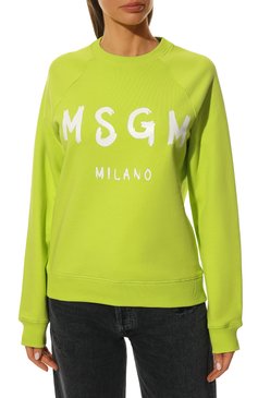 Женский хлопковый свитшот MSGM салатового цвета, арт. 3241MDM513 227299 | Фото 3 (Рукава: Длинные; Региональные �ограничения белый список (Axapta Mercury): Не проставлено; Длина (для топов): Стандартные; Женское Кросс-КТ: Свитшот-спорт, Свитшот-одежда; Материал сплава: Проставлено; Нос: Не проставлено; Материал внешний: Хлопок; Стили: Спорт-шик; Драгоценные камни: Проставлено)